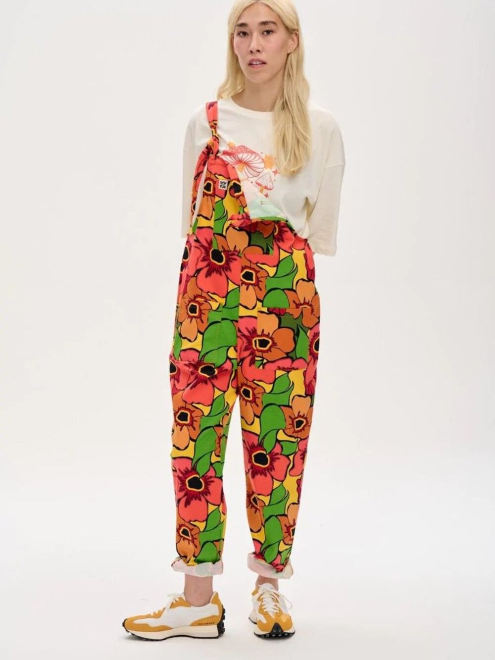 Lucy & Yak Original Dungarees Flower Power Print US 18 EUC Organic Cotton - Picture 4 of 8